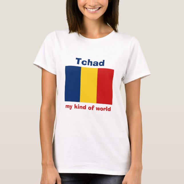 Chad Flag + Map + Text T-Shirt (Front)