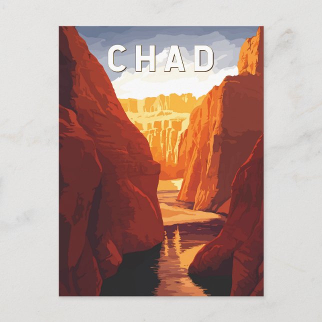 Chad Illustration Travel Art Vintage Postcard (Front)