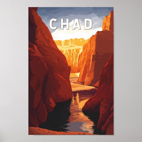 Chad Illustration Travel Art Vintage