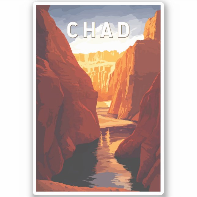 Chad Illustration Travel Art Vintage Sticker (Front)