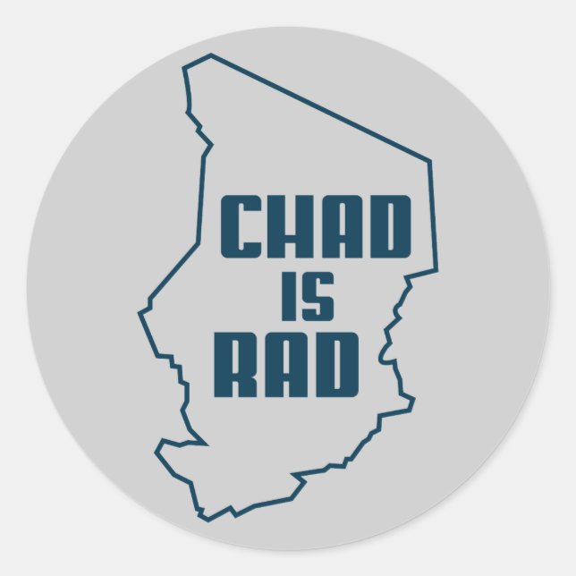 Chad is Rad outline blue Classic Round Sticker (Front)