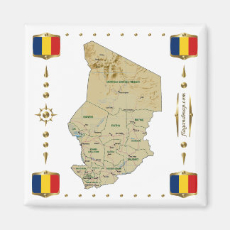Chad Map + Flags Magnet