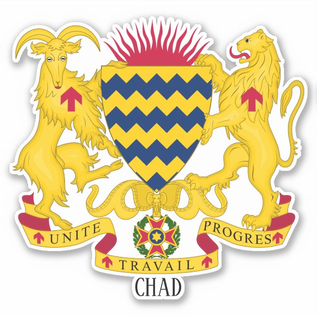 Chad National Coat Of Arms Patriotic Sticker (Front)