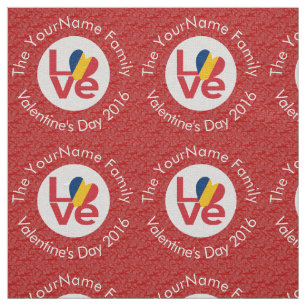 Chad Red LOVE Flag Personalized  Fabric