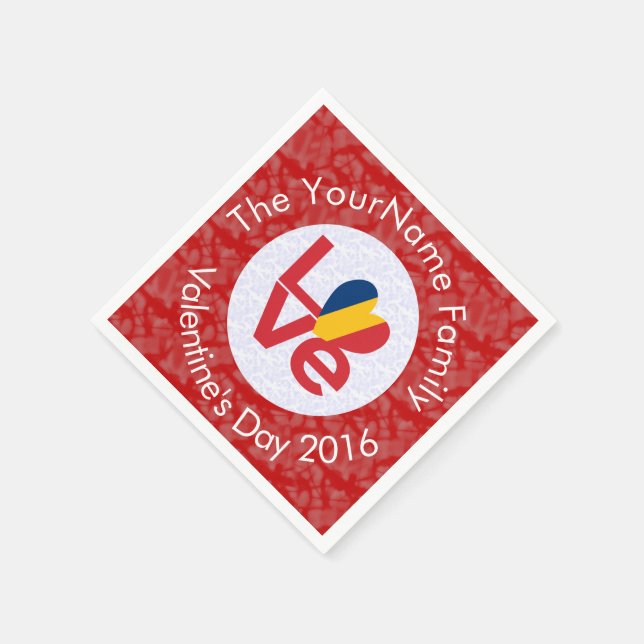 Chad Red LOVE Flag Personalized  Napkins (Corner)