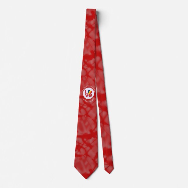 Chad Red LOVE Flag Personalized  Neck Tie (Front)