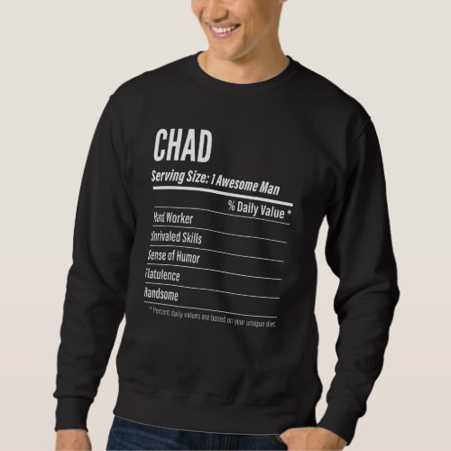 Chad Serving Size Nutrition Label Calories Sweatshirt