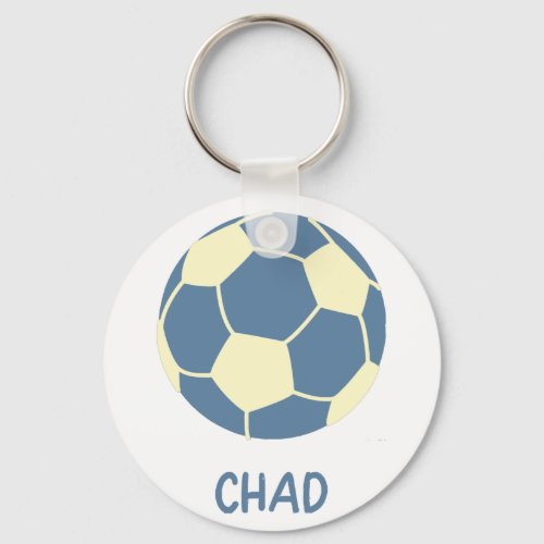 CHAD Soccer Ball with Blue and Yellow Stripes Real Keychain