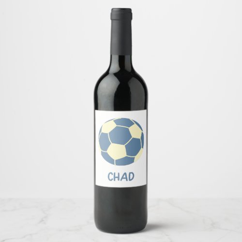 CHAD Soccer Ball with Blue and Yellow Stripes Real Wine Label