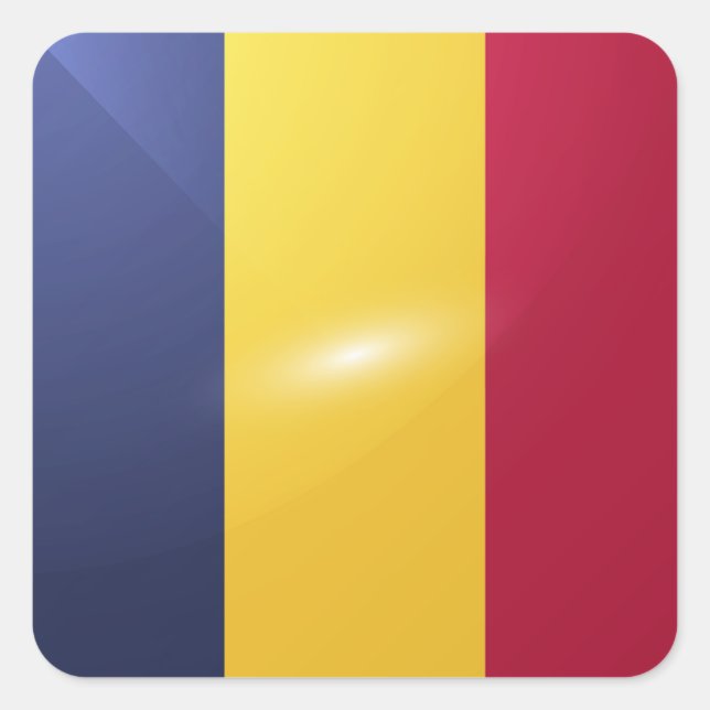 Chad square glossy flag sticker (Front)