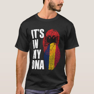 Chadian And Albanian Mix DNA Flag Heritage T-Shirt