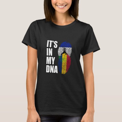 Chadian And Basotho Mix DNA Heritage Flag  T_Shirt