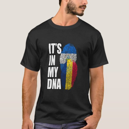 Chadian And Nicaraguan Mix Dna Flag Heritage  T_Shirt