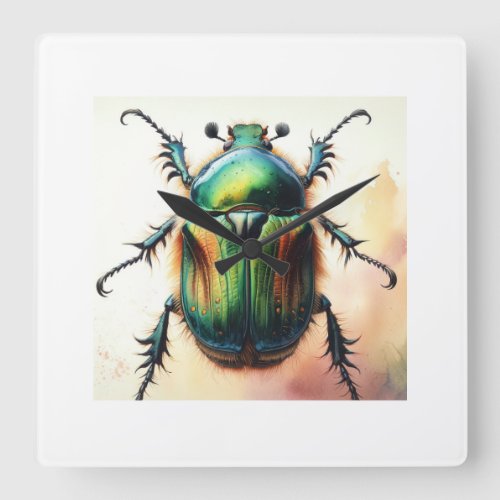 Chafer Insect 270624IREF113 _ Watercolor Square Wall Clock