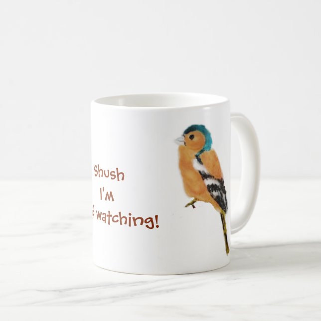 Chaffinch Bird Watching Funny Coffee Mug (Front Right)