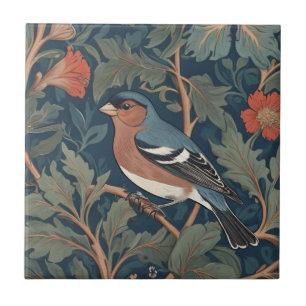 Chaffinch William Morris style Left facing Bird Ceramic Tile