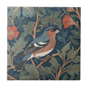 Chaffinch William Morris style Right facing Bird Ceramic Tile