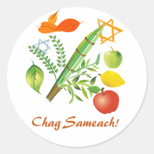 Chag Sameach Sukkot Classic Round Sticker