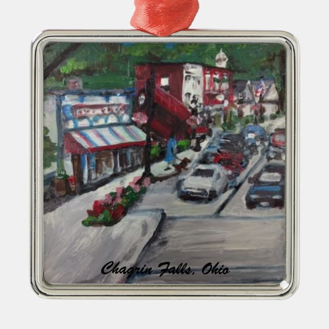 Chagrin Falls Ohio Street Scene Ornamnent Metal Ornament (Front)