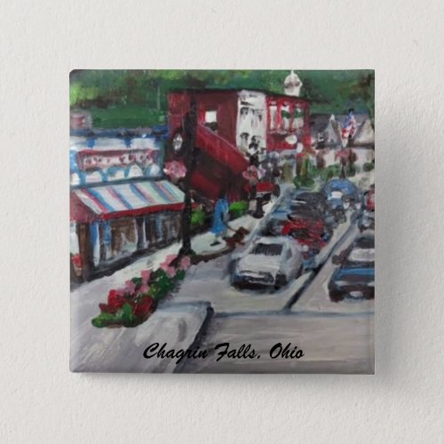 Chagrin Falls Ohio Street Scene Painting Pin