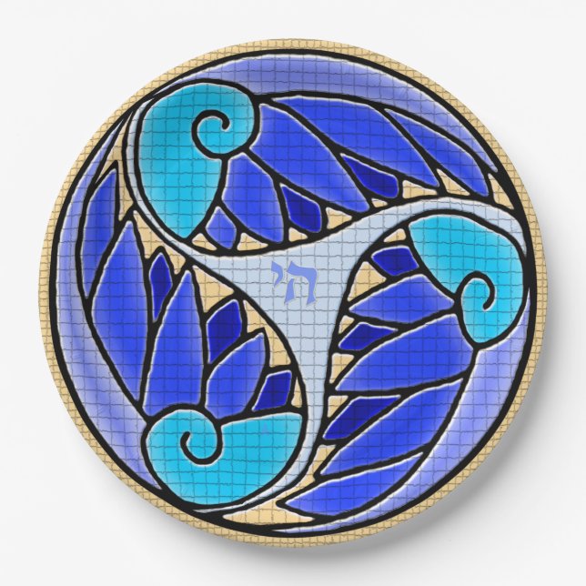 Chai Art Nouveau Mosaic  Paper Plates (Front)