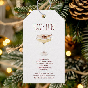 "Chai Gin Recipe Festive Holiday Cocktail Gift Tags