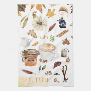 Chai Latte Recipe   Thanksgiving Friendsgiving Kitchen Towel