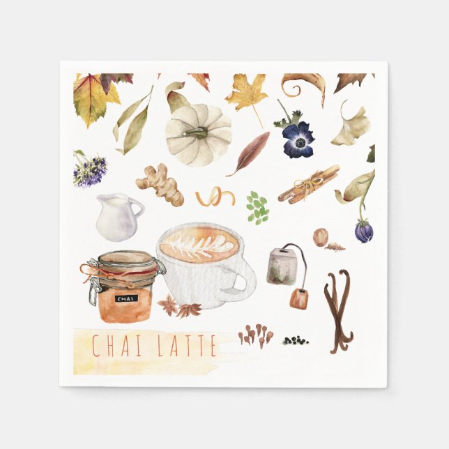 Chai Latte | Thanksgiving Friendsgiving  Napkins (Front)