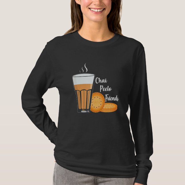 Chai Peelo Friends Funny Hinidi Meme Chai Tea Bisc T-Shirt (Front)