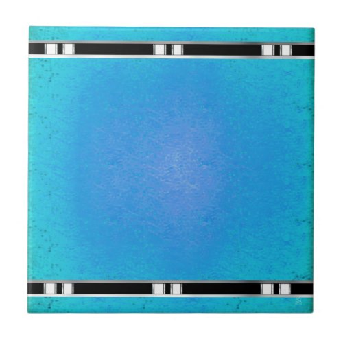 Chai Tea Companion in Turquoise Black and Silver Tile