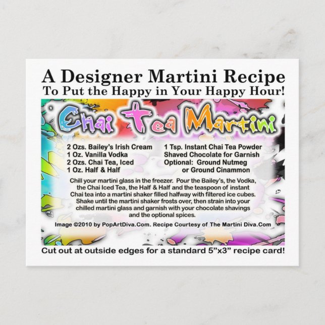Chai Tea Martini Recipe Postcard (Front)