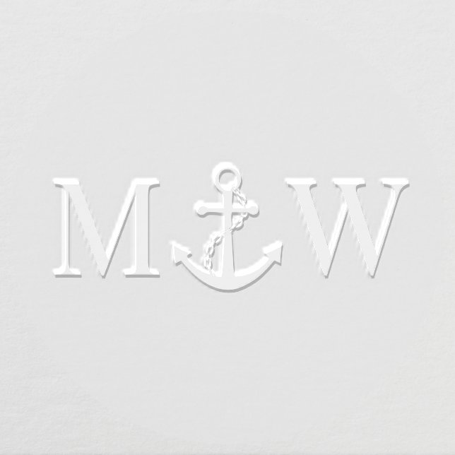 Chain Anchor B Couple Wedding 2 Initial Monogram Embosser (Design)