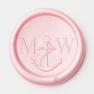 Chain Anchor Couple Wedding 2 Initial Monogram Wax Seal Sticker