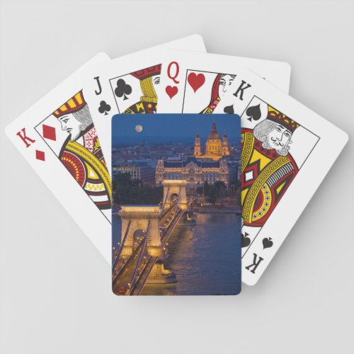 Chain Bridge and Full Moon at Night Playing Cards