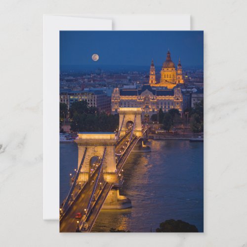 Chain Bridge and Full Moon at Night Thank You Card