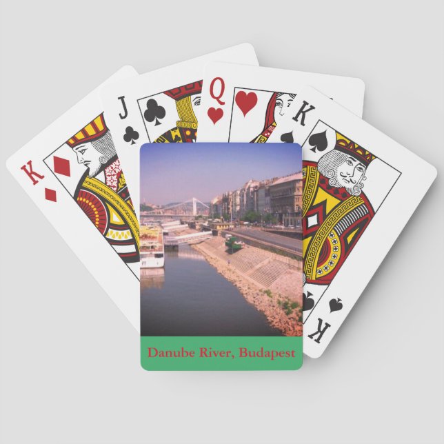 Chain Bridge - Danube River, Budapest, Hungary Poker Cards (Back)
