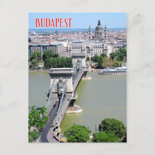 Chain Bridge over River Danube, Budapest, Hungary Postcard