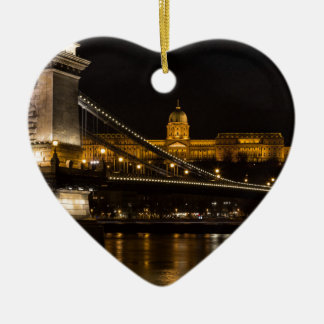 Chain Bridge with Buda Castle Hungary Budapest Ceramic Ornament