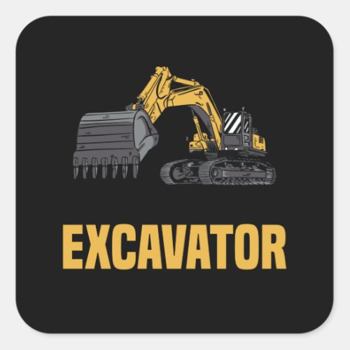 Chain Excavator Excavator Apology Construction Square Sticker