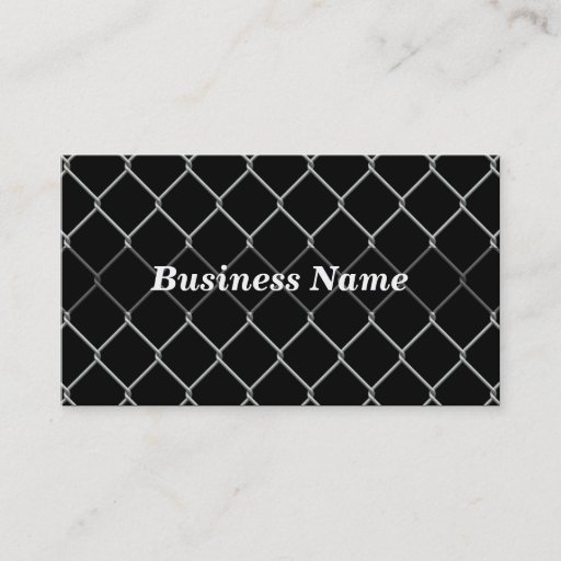 Customizable Chain Link Fence Against Black BG Business Card