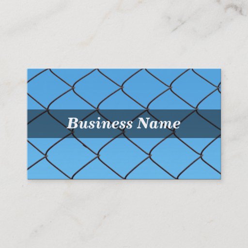 Customizable Chain Link Fence Against Clear Blue Sky Business Cards