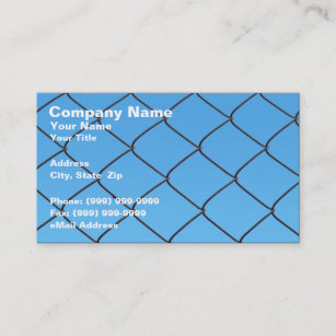 Chain Link Fence Against Clear Blue Sky Business Card