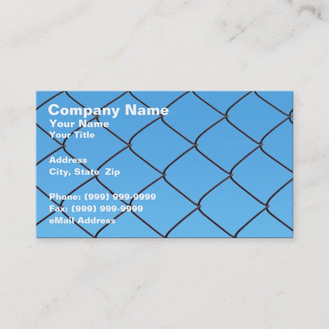 Chain Link Fence Against Clear Blue Sky Business Card (Front)