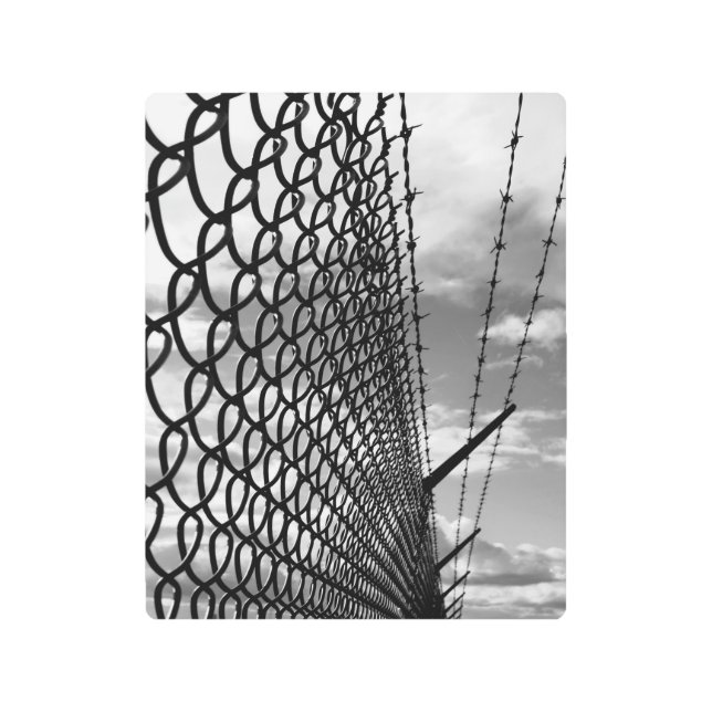 Chain Link Fence Art Photograph in Black & White (Front)