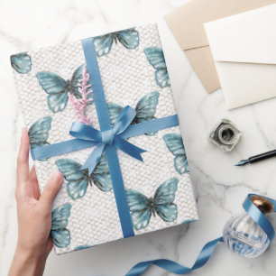 Chain Link Fence on Butterfly Wrapping Paper