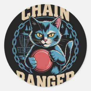 Chain Nger Disc Golf Cat Humor _2 Classic Round Sticker