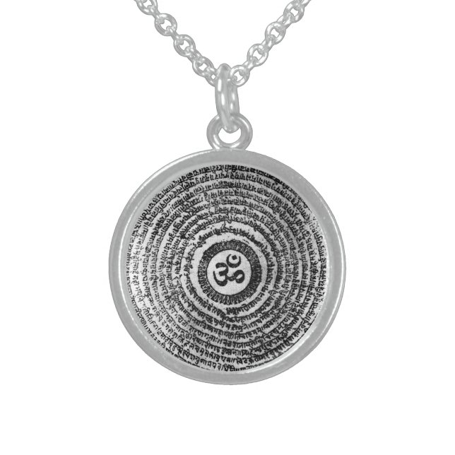chain, om mani padme hum, mantra sterling silver necklace (Front)
