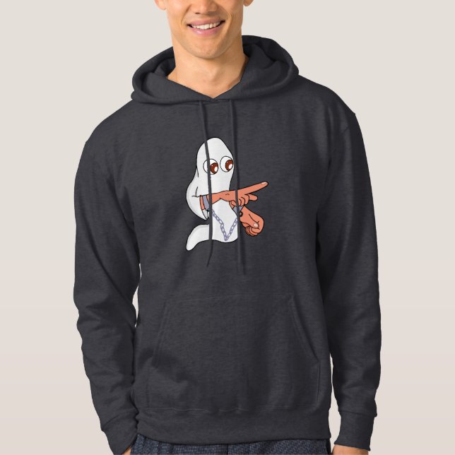 Chained ghost pointing forward hoodie (Front)