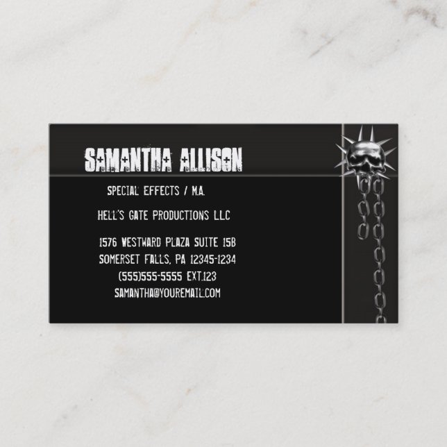 Chained Skull Industrial Goth Business Card (Front)
