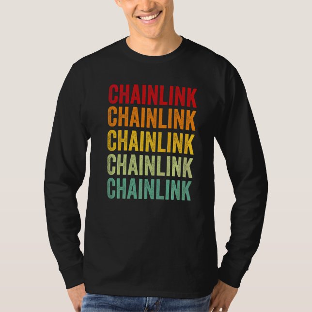 Chainlink Crypto Rainbow Text T-Shirt (Front)